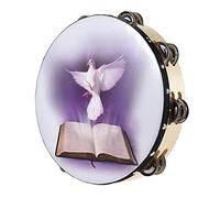 Half Moon Hand Tambourine, Tambourine, Double Row Jingle Clap Drums Easy to Play (Color: Purple, Size: 10 inch) (Color : Purple, Size : 8 inch) (Color : Purple_10 inch)