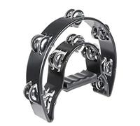 Half Moon - Tamburello musicale a doppia fila, in metallo, a percussione, multicolore, per feste KTV con impugnatura ergonomica (nero)