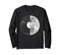Half Moon Vinyl Record Design - Music Lover Lunar Graphic Maglia a Manica