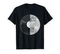 Half Moon Vinyl Record Design - Music Lover Lunar Graphic Maglietta