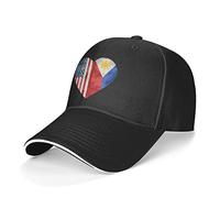 Half Philippines Flag Half USA Flag Love Heart Uomo Donna con Visiera Moda Trucker cap Regolabile Berretto da Baseball for Golf Estate Estivo