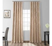 Half Price Drapes jqch-201302 - 84 Magdelena Finta Seta Jacquard, Colore: Nero e Cognac, 50 x 84, Beige & Gold, 50 x 96