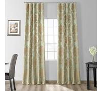 Half Price Drapes jqch-201302 - 84 Magdelena Finta Seta Jacquard, Colore: Nero e Cognac, 50 x 84, Jade & Gold, 50 x 120