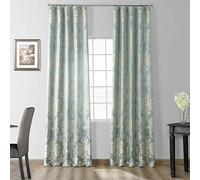Half Price Drapes jqch-201302 - 84 Magdelena Finta Seta Jacquard, Colore: Nero e Cognac, 50 x 84, Steel Blue & Silver, 50 x 120