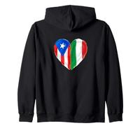 Half Puerto Rican Half Italian Heart Flag Dual Heritage Felpa con Cappuccio