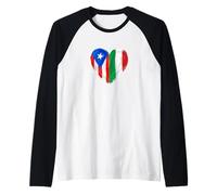 Half Puerto Rican Half Italian Heart Flag Dual Heritage Maglia con Maniche Raglan