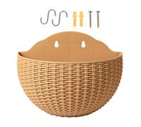 Half Round Planter | Rustic Suspending With Drainage And Hooks | No Drill Plant Baskets | For Small Flowers Greenery Outdoor Indoor Garden Balcony Railing Windowsill