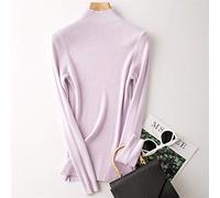 Half Turtleneck Sweater Bottoming Shirt Women's Long Sleeves Autumn And Winter Jacket Slim Tight Knit Sweater-Rust Red (Color : Light Purple Size : S)
