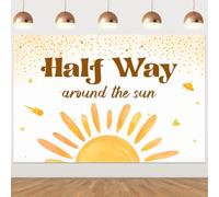 Half Way Around the Sun Sfondo Boho Sei Mesi Foto Sfondo Boho Sole Sei Mesi Decorazioni di Compleanno Tema Sole 1/2 Way to One Girl Boy Decorazioni per Ragazzi Ragazze Sei Mesi Compleanno Forniture