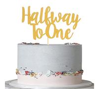 Half way to one cake topper - singolo lato dorato glitter 1/2 modo to uno, decorazione per torta bambino o ragazza 6 mesi compleanno forniture decorazione forniture per feste di compleanno bambino sei