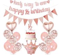 Half Way To One - Decorazioni per feste con scritta "Happy 6 month", 20 pezzi, con scritta "Happy 1/2 Birthday", in lattice, per bambine