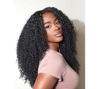 Half Wig Human Hair Glueless Wig 24 Inch 3 IN 1 Half Wigs With Drawstring Seamless Clip Ins Flip Over Kinky Curly Wear And Go Glueless Kinky Curly Headband Wigs Human Hair with Drawstring For Women
