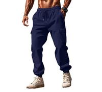 Halfword Pantaloni chino da uomo, pantaloni cargo da jogging, pantaloni da jogging, slim fit, sportivi, da jogging, casual, da jogging, Blu tibetano, XXL