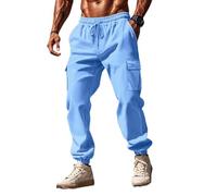 Halfword Pantaloni chino da uomo, pantaloni cargo da jogging, pantaloni da jogging, slim fit, sportivi, da jogging, casual, da jogging, Blu, M