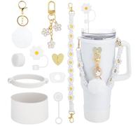 Halinuia 10 pezzi per accessori Stanley Cup, compatibile con Avec Stanley Cup Set di accessori a prova di perdite, maniglia per bottiglia d'acqua, cinghie in silicone, protezione inferiore per