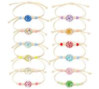 Halinuia 12 bracciali dell'amicizia intrecciati, regolabili, per bambini, ragazze, con fiori colorati, realizzati a mano, per il compleanno dei bambini a partire dai 6, 7, 8, 9, 10 anni, misura unica