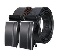 Halinuia 2 Pacchi Cintura Senza Buchi Uomo Buchi Pelle Cinture Cricchetto Automatica Cinto Regali per Papà, Marito, Fidanzato, Zio nel Compleanno, regalo per la festa del papà(Stile B)