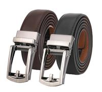 Halinuia 2 Pacchi Cintura Uomo Pelle, Cricchetto Automatica Fibbia 30mm, Maschile (Nero, Marrone)