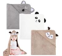 Halinuia 3PCS Asciugamani da Bagno con Cappuccio per Bambini, Asciugamano per Bebè, Asciugamano per Bebè Neonato, Telo Asciugamano da Bagno per Neonato, Mantello da Bagno per Piscina 80 x 80cm