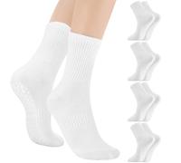 Halinuia 4 paia di calzini da donna, antiscivolo, da pilates, da yoga, con bottoni, colore bianco, antiscivolo, per danza, balletto, ospedale, sport a casa, fitness, EU 36-40