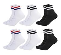 Halinuia 6 paia di calzini da tennis da uomo e donna, in cotone, traspiranti, a righe, con tallone rinforzato e punta del piede, unisex, per il tempo libero 38-42