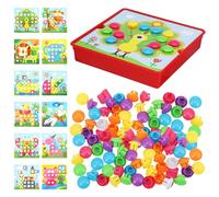 Halinuia Gioco a incastro a mosaico a partire dai 3 anni di età, per bambini da 2,3,4 anni, educativo con 12 slot colorati e 46 perline per ragazzi e ragazze e bambini