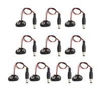 HALJIA 10 pezzi 9 V batteria fibbia Snaps alimentazione cavo connettore clip 2.1 mm DC presa jack T Tipo Compatibile con Arduino