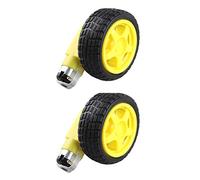 HALJIA, 2 pezzi, motore di marcia DC, doppio albero e ruota per pneumatici Compatibile con DC 3V-6V Arduino Smart Car Robot Projects