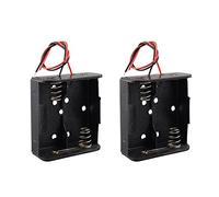 HALJIA 2PCS Custodia Portabatteria 2 x 1,5 V C, Scatola Portabatteria in Plastica da 3 V con Cavo, Scatola Batteria a 2 Slot Nera