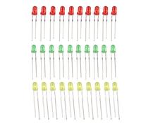 HALJIA 3 mm LED diodo luminescente lampada set assortito Kit rosso + giallo + verde (pezzi)