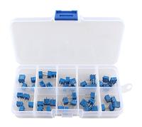 HALJIA, 50 pezzi, 10 da 100 ohm a 1 m ohm 3362 Trimmer, potenziometro, kit assortito con resistenza variabile e scatola in plastica.