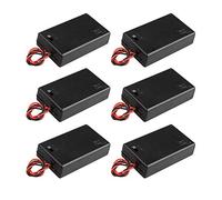 HALJIA, Contenitore porta batterie in plastica, 4,5 V, 3 AAA x 1,5 V, con interruttore ON/OFF, con coperchio e cavi, 6 pezzi