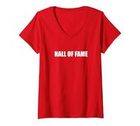 Hall of Fame Maglietta con Collo a V, Donna, Rosso, L