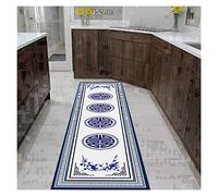 Hall Tappeto, Vintage Style Ingresso Mat Sottile Low Pile Floor Protector Bordo Blu per Cucina Soggiorno Ufficio,/a/60X600Cm