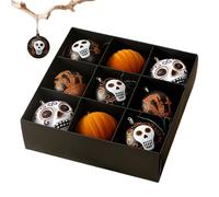 hall0ween Decoration Balls - 9 Colorful Skulls Pattern Ball | Horror Theme PVC Ornament Balls | Reusable Spooky Skull Baubles | Hanging Decor | Haunted Party Embellishments for Home