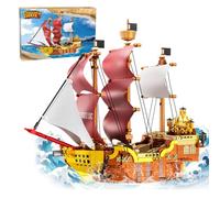 Hallisun Nave pirata giocattolo da costruzione, mini set da costruzione, decorazione per Halloween, regalo di compleanno per adulti, ragazzi e ragazze dai 14 anni in su, 920 pezzi