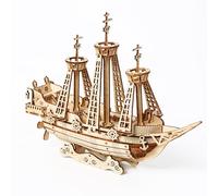 Hallisun Puzzle in legno 3D per adulti, modello 3D, modello nave pirata, set di modellini meccanici, per la costruzione di navi a vela, stile vintage, set per bricolage, decorazioni per la casa fai da