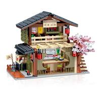 Hallisun Street View Sushi Shop Building Block, dimensioni normali giapponese Sakula House costruzione creativa, simulazione Giappone architettura giocattolo kit per adulti bambini 8+, 763 pezzi