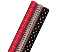 Hallmark All Occasion Reversible Wrapping Paper - Gold & Kraft Stripes, Triangles, Chevron, Polka Dots