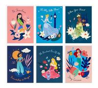 Hallmark Assortimento di biglietti con le principesse Disney (24 biglietti vuoti con buste) Cenerentola, Tiana, Ariel, Jasmine, Mulan, Aurora
