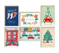 Hallmark Assortimento di biglietti di Natale in scatola, festività vintage (6 disegni, 36 biglietti con buste) (5XPX2306)