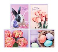 Hallmark Assortimento di biglietti di Pasqua vuoti (24 biglietti con buste, 4 disegni), tulipani rosa, uova pastello, coniglietto pasquale