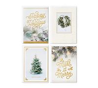 Hallmark Assortimento di biglietti natalizi in scatola, bianco e oro (40 biglietti e buste)