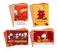 Hallmark Assortimento di biglietti per il Ringraziamento di Peanuts, Snoopy and Friends (16 biglietti assortiti con buste)