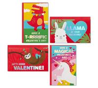 Hallmark Assortimento di mini biglietti di San Valentino per bambini, 32 biglietti con buste (lama, bradipo, dinosauro, unicorno)