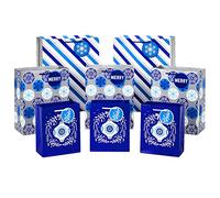Hallmark Assortimento di sacchetti regalo per le vacanze, blu e argento (confezione da 8 sacchetti regalo; 3 piccoli 15,2 cm, 3 medi 22,9 cm, 2 grandi 33 cm) ornamenti, fiocchi di neve, strisce