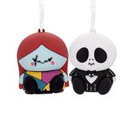 Hallmark Better Together - Set di 2 decorazioni natalizie magnetiche, motivo: Jack e Sally di Tim Burton, The Nightmare Before Christmas, infrangibili