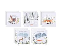 Hallmark Biglietti di Natale di beneficenza - Confezione da 30 in 5 design contemporanei, 25572267, animali del bosco