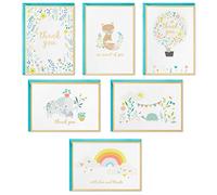 Hallmark Biglietti di ringraziamento per baby shower, assortimento di animali e fiori (24 biglietti con buste per neonata o bambina), elefante, volpe, coniglio