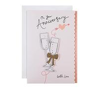 Hallmark Biglietto di anniversario per coppia, per entrambi, design con calici di champagne, rosa